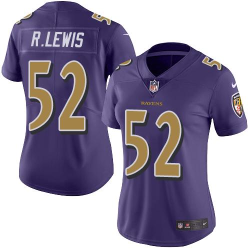 Nike Ravens #52 Ray Lewis Purple Women's Stitched NFL Limited Rush Jersey